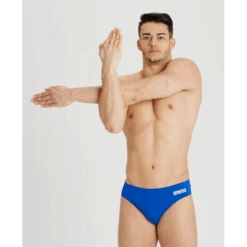 Bañador Arena Solid Brief Royal Blanco Hombre