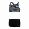 Bikini Deportivo Speedo Allover 2 Piece Boyleg Short Negro