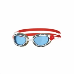 Gafas Natación Zoggs Predator Blanco Rojo Lente Azulada